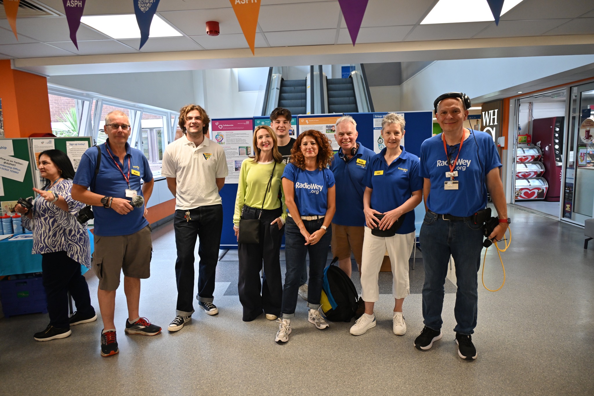 Radio Wey members, including a surprise visit from Victoria Derbyshire from BBC Newsnight